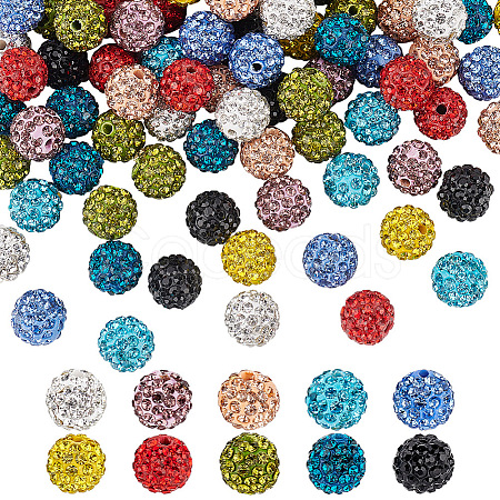 Olycraft 100Pcs 10 Colors Polymer Clay Pave Rhinestone Beads RB-OC0001-07-1