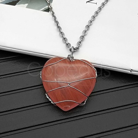 Watermelon Stone Glass Pendant Necklaces CY8832-13-1