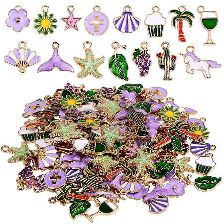 150Pcs 15 Style Alloy Enamel Pendants ENAM-SZ0002-03-1