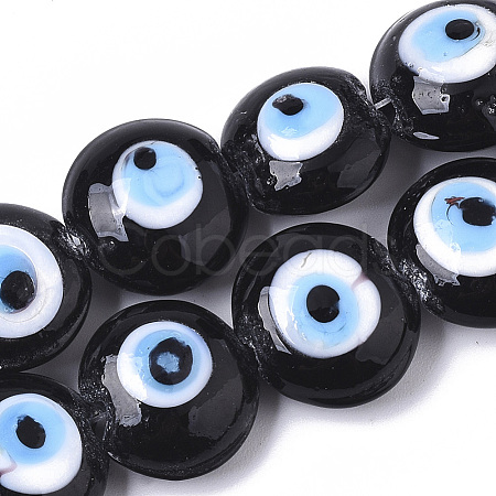 Handmade Evil Eye Lampwork Beads Strands X-LAMP-R143-04A-1