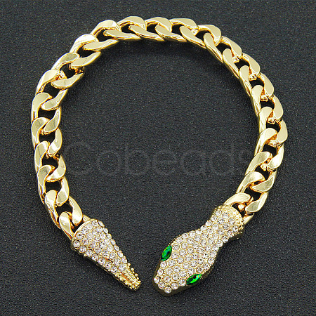 Alloy Green Rhinestone Cuban Link Chain Bracelets for Women WGC9FDE-05-1
