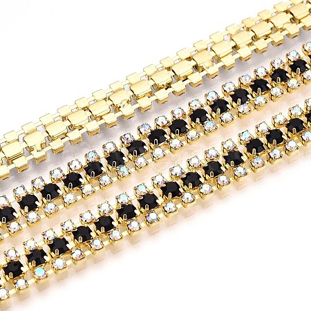 Iron Rhinestone Cup Chains CH-T006-04G-06-1