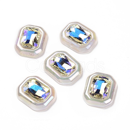 Rainbow Iridescent Plating Acrylic Cabochons X-OACR-E011-07-1