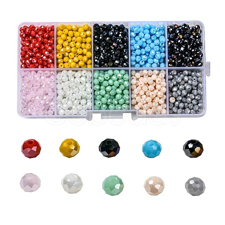 10 Colors Electroplate Glass Beads EGLA-X0006-01E-4mm-1