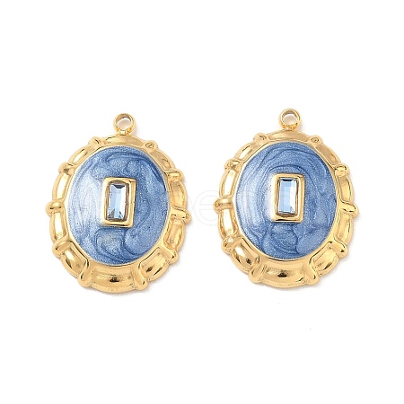 304 Stainless Steel Micro Pave Blue Cubic Zirconia Pendants STAS-F360-20G-01-1