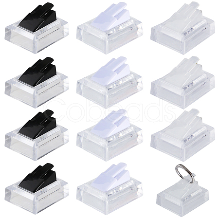 12Pcs 3 Colors Rectangle Acrylic Finger Ring Stands RDIS-FG0001-26-1