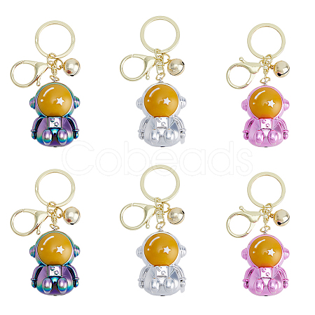 6pcs 3 Colors Acrylic Spaceman Pendant Keychain KEYC-DC0001-10-1