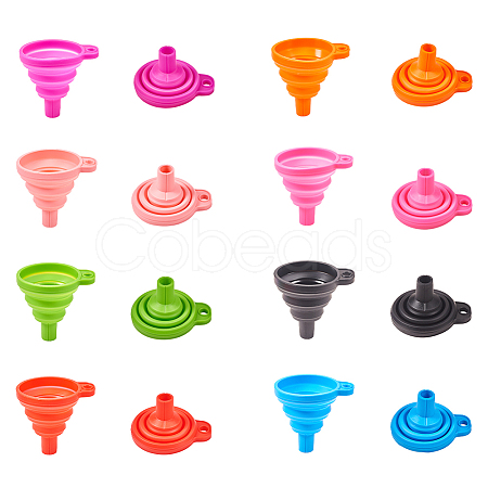 Portable Foldable Silicone Funnel Hopper AJEW-PH0017-49-1