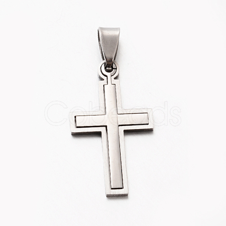 Tarnish Resistant Personalized 201 Stainless Steel Cross Pendants X-STAS-F010A-52-1