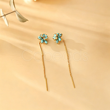 Brass & Synthetic Turquoise Ear Thread for Women WGFA1A9-02-1
