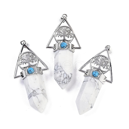Natural Howlite Faceted Pointed Bullet Big Pendants G-H076-02P-015-1