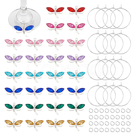 DIY Dragonfly Wine Glass Charms Making Kit DIY-UN0004-68-1