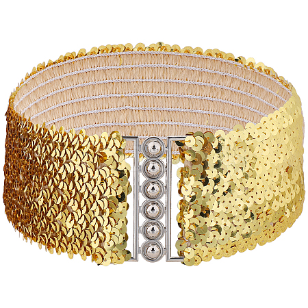Sparkle Sequins Wide Elastic Dress Belts AJEW-WH20128-026P-04-1