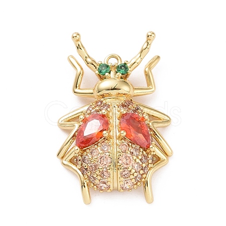 Rack Plating Brass Micro Pave Colorful Cubic Zirconia Pendants ZIRC-C039-03G-1