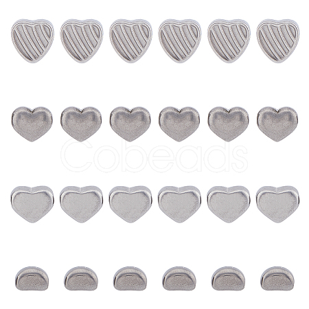 24Pcs 4 Style 304 Stainless Steel Beads STAS-DC0014-50-1