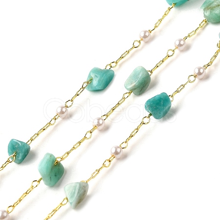 Handmade Natural Amazonite Nuggets Beaded Chains CHC-F020-04G-06-1