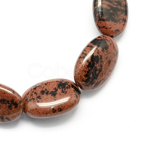 Flat Oval Gemstone Natural Mahogany Obsidian Stone Beads Strands G-S113-01-1