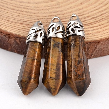 Bullet Natural Tiger Eye Pointed Pendants X-G-E332-C11-1