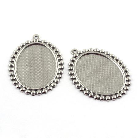 Tarnish Resistant Pendant Cabochon Settings STAS-Q194-17-1
