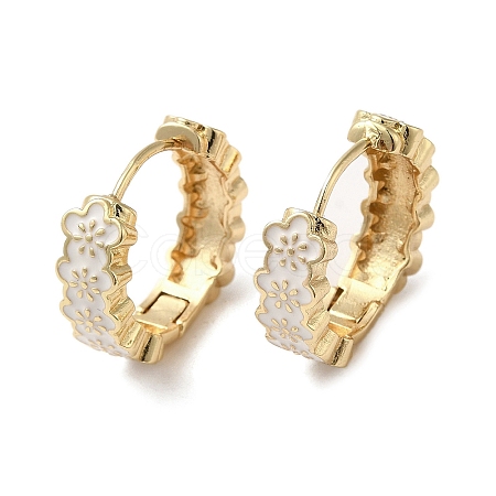Flower Golden Brass Hoop Earrings EJEW-L268-017G-02-1