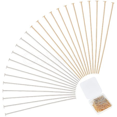 400Pcs 2 Colors 304 Stainless Steel Flat Head Pins STAS-UN0055-19-1