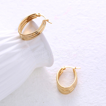 Stainless Steel Triple U-Shaped Hoop Earrings WT3801-1