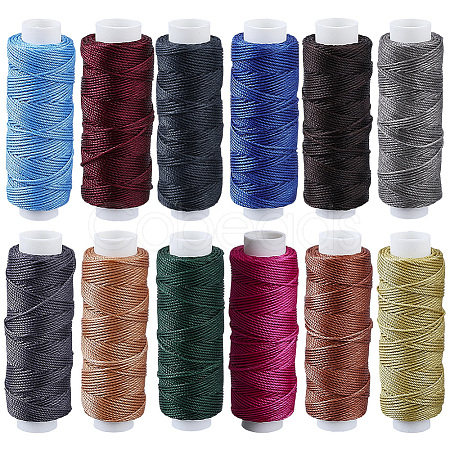 12 Rolls 12 Colors Round Waxed Polyester Twisted Cord YC-CL0001-03B-1
