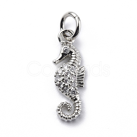Brass Micro Pave Cubic Zirconia Charms ZIRC-F131-06P-1