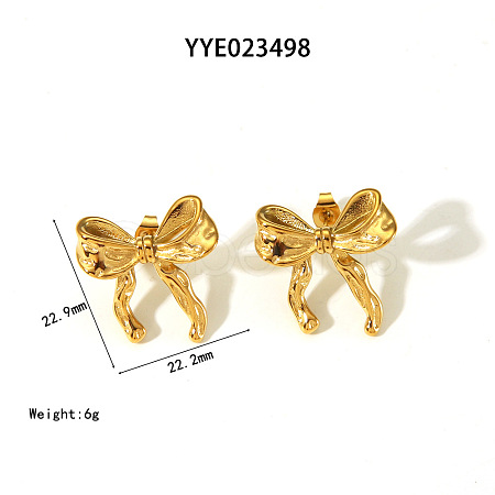 Elegant 304 Stainless Steel Bowknot Stud Earrings CR5364-6-1