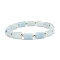 Natural Aquamarine Column Beaded Stretch Bracelet, Gemstone Jewelry for Women, Inner Diameter: 2-1/8 inch(5.4cm)