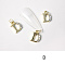 Alloy Rhinestone Cabochons, Nail Art Decoration Accessories, with Jump Ring, Letter, Golden, Letter.D, 11~14x5~12mm