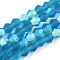 Imitate Austrian Crystal Bicone Frosted Glass Beads Strands, Grade AA, Faceted, Steel Blue, 3.5~3.8x3mm, Hole: 0.8mm, about 113~115pcs/strand, 36~36.5cm