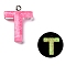 Luminous Resin Pendants, Glow in the Dark, with Platinum Plated Loop, Letter, Letter T, 24x18x5.5mm, Hole: 1.8mm