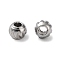 Tarnish Resistant 303 Stainless Steel Beads, Round with Moon Pattern, Stainless Steel Color, 3x2mm, Hole: 1mm