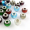 Handmade Silver Foil Glass European Beads, with Silver Color Plated Brass Cores, Rondelle, Mixed Color, 14x10mm, Hole: 5mm