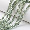 Electroplate Transparent Glass Beads Strands, Half Green Plated, Faceted, Rondelle, Light Green, 4x3mm, Hole: 0.4mm, about 113~115pcs/strand, 41~42cm