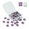 60Pcs Transparent Glass Cabochons, Square, Medium Orchid, 9.8x9.8x4mm