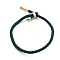 Cotton Cord Bracelets, with Brass Finding, Long-Lasting Plated, Real 24K Gold Plated, Teal, 8-1/2 inch(21.5cm)~9 inch(23cm)