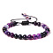 Natural Amethyst Round Bead Adjustable Braided Bracelets, 6mm