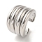 Rack Plating Brass Cuff Rings, Long-Lasting Plated, Lead Free & Cadmium Free, Platinum, Adjustable