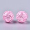 Transparent Crackle Acrylic Round Beads Strands, No Hole, Hot Pink, 12mm