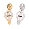 304 Stainless Steel European Dangle Charms, Large Hole Pendants, with Enamel, Golden & Stainless Steel Color, Balloon & Word Love, Pink, 25mm, Hole: 4.5mm