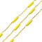 Enamel Column Link Chains, with Ion Plating(IP) Golden 304 Stainless Steel Cable Chains, Unwelded, with Spool, Yellow, 14~17x2~3mm and 1.5x2x0.5mm, about 32.81 Feet(10m)/Roll