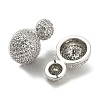 Brass Micro Pave Clear Cubic Zirconia Half Round Dangle Stud Earrings EJEW-Q785-14P-2