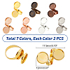 PandaHall Elite 14Pcs 7 Colors Brass Cuff Ring Components FIND-PH0004-83-4