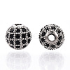 Rack Plating Brass Cubic Zirconia Beads ZIRC-S001-8mm-B03-2