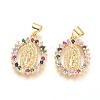 Brass Micro Pave Cubic Zirconia Pendants X-KK-I657-32G-A-1