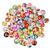 Flower Printed Glass Cabochons GGLA-SZ0001-15-1