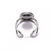 Non-Tarnish 201 Stainless Steel Cuff Pad Ring Settings X-STAS-S080-040A-P-4