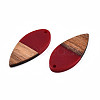 Opaque Resin & Walnut Wood Pendants RESI-N025-031-B04-3
